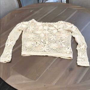 Angel of the North (via Anthropologie) Cream Crochet Long Sleeve Top